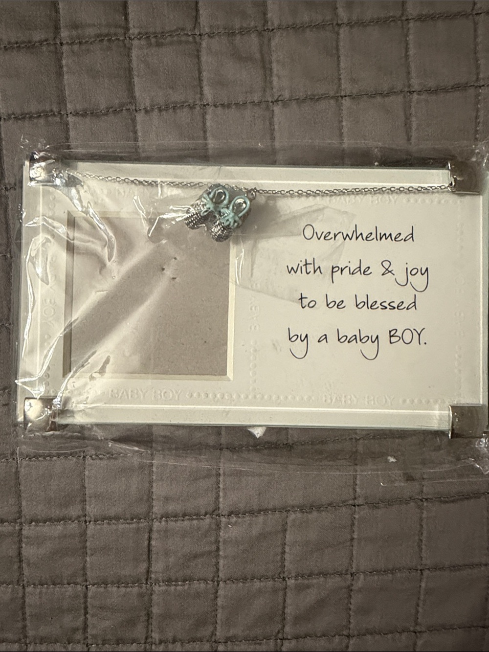 Mud pie new Baby Boy Keepsake Frame with Blue Bootie Charm